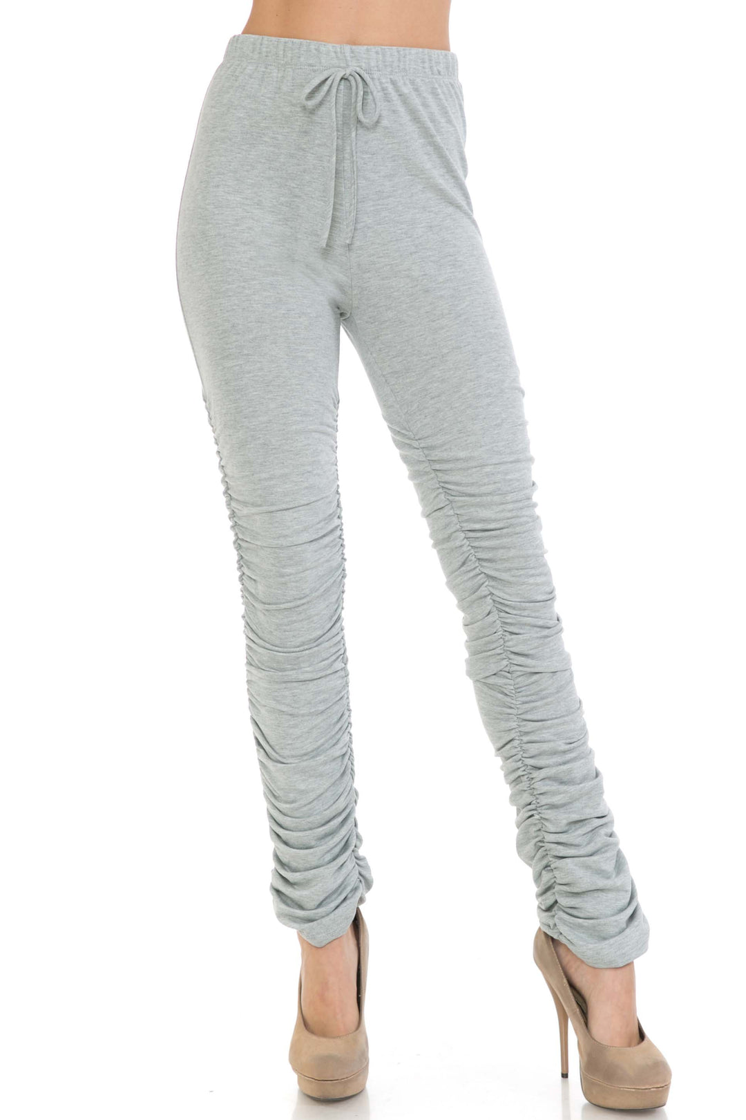 Premium Side Ruched Stacked Plus Size Leggings - Made in the USA