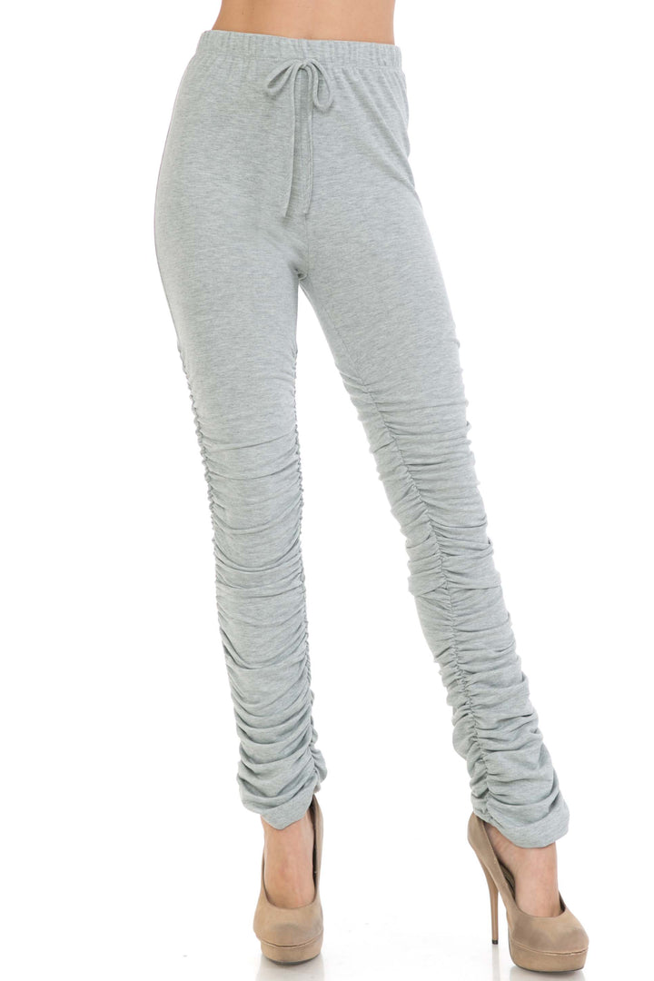 Premium Side Ruched Stacked Plus Size Leggings - Made in the USA