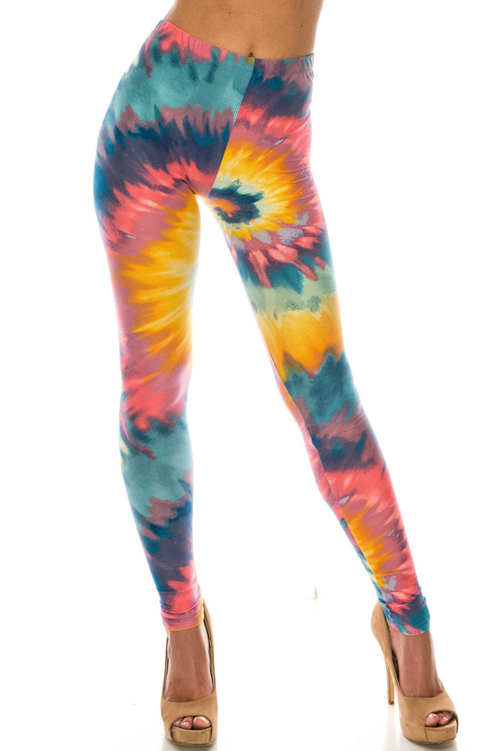 Buttery Smooth Multi-Color-Bold Tie Dye Plus Size Leggings
