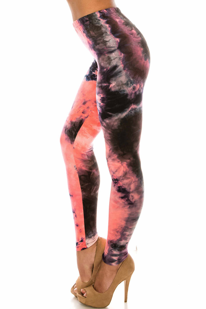 Buttery Smooth Coral Tie Dye Plus Size Leggings