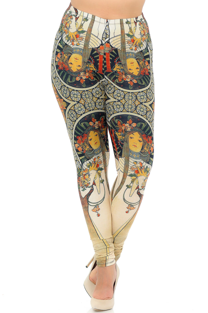 Creamy Soft Gaia Mucha Plus Size Leggings - USA Fashion