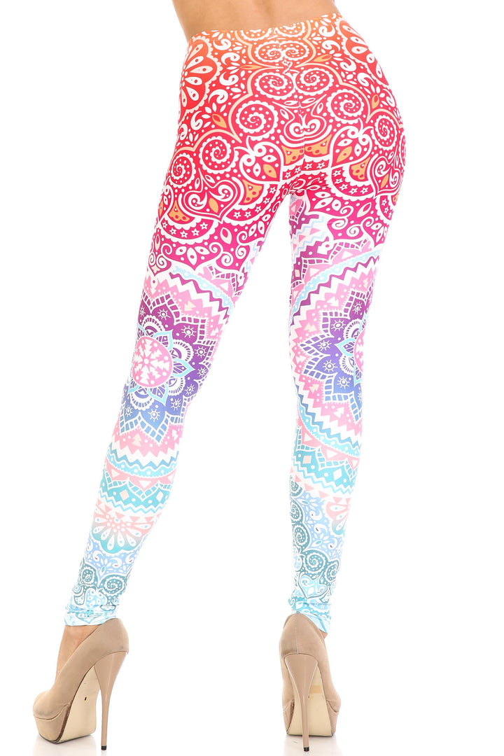 Creamy Soft Ombre Mandala Aztec Plus Size Leggings - USA Fashion