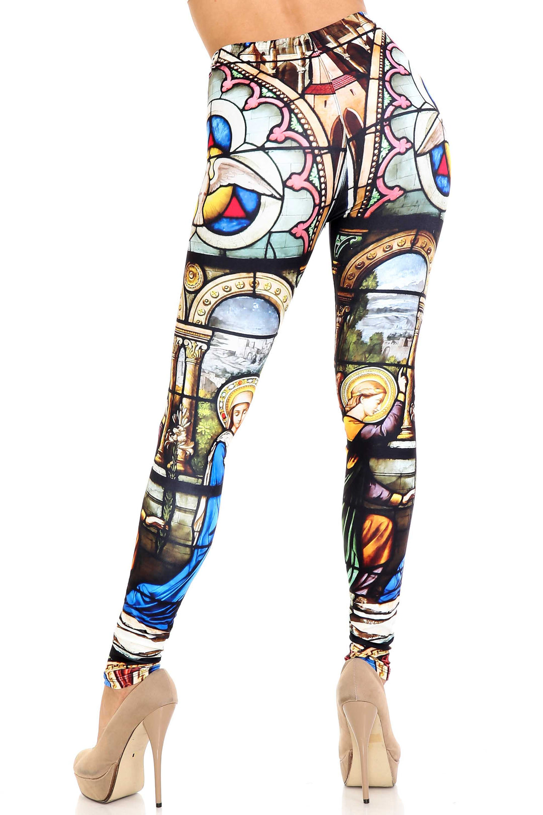 Creamy Soft Stained Glass Cathedral Plus Size Leggings - USA Fashion