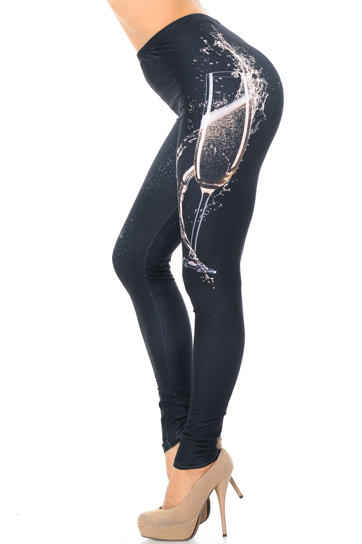 Creamy Soft Pop the Champagne Plus Size Leggings - USA Fashion