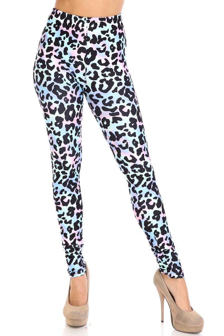 Creamy Soft Chromatic Leopard Plus Size Leggings - By USA Fashion