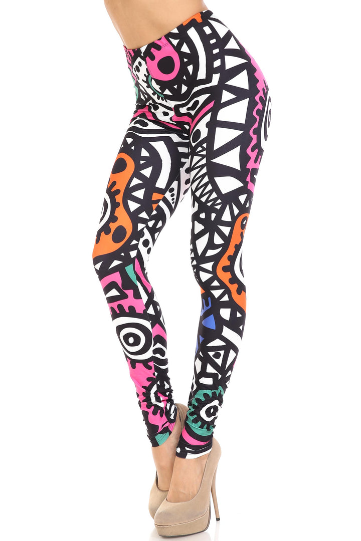 Creamy Soft Color Tribe Plus Size Leggings - By USA Fashion