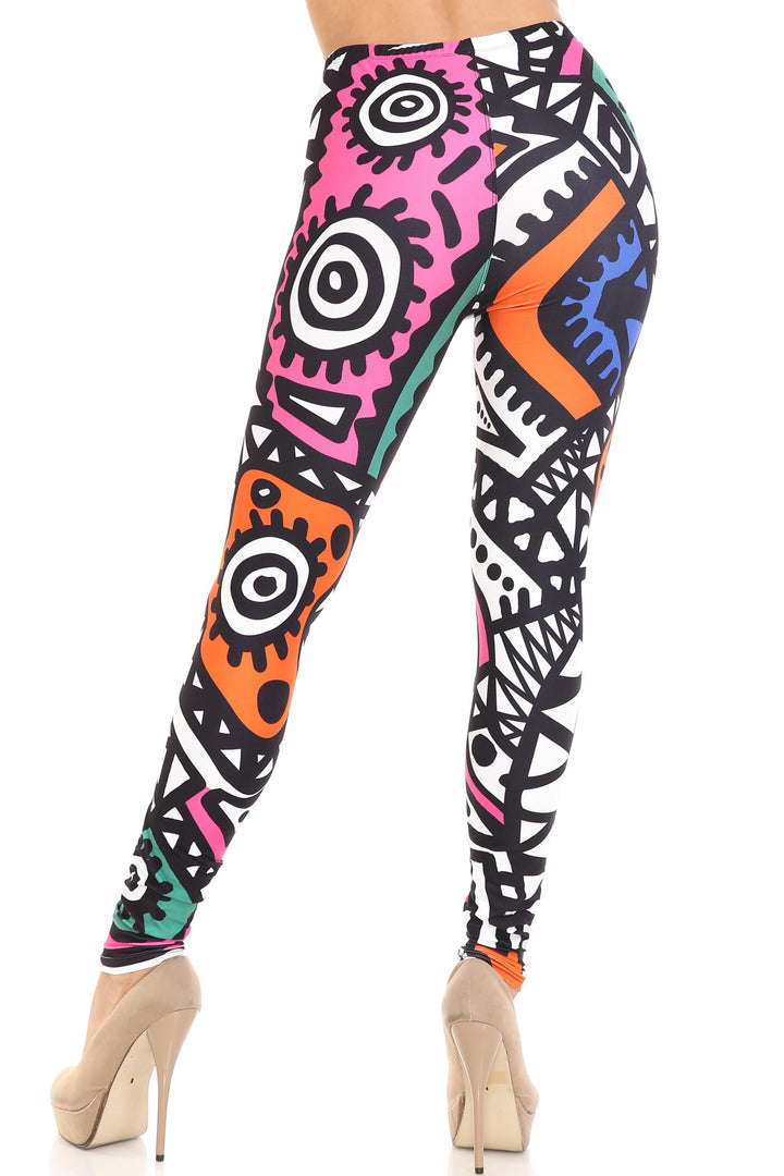 Creamy Soft Color Tribe Plus Size Leggings - By USA Fashion