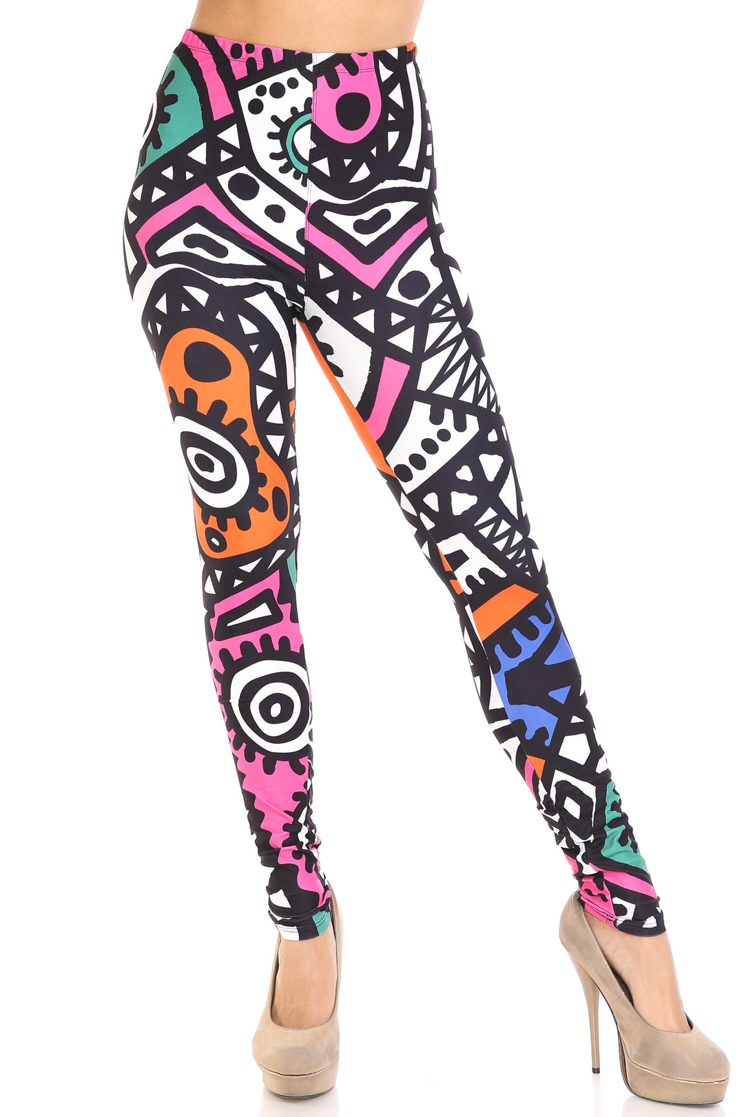 Creamy Soft Color Tribe Plus Size Leggings - By USA Fashion
