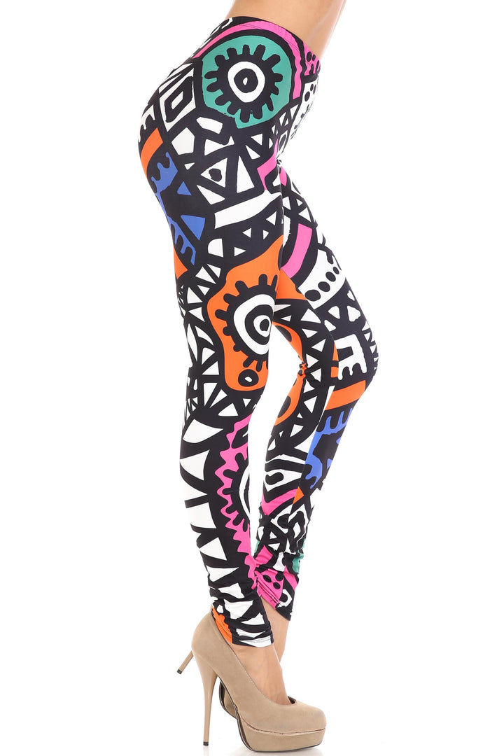 Creamy Soft Color Tribe Plus Size Leggings - By USA Fashion