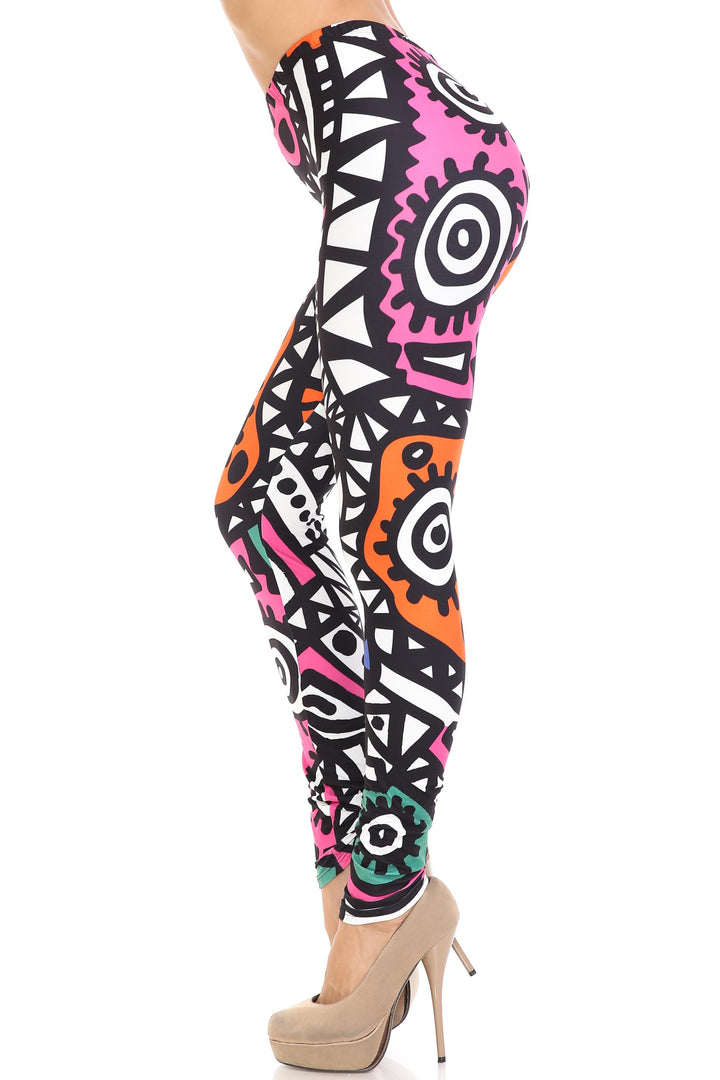 Creamy Soft Color Tribe Plus Size Leggings - By USA Fashion