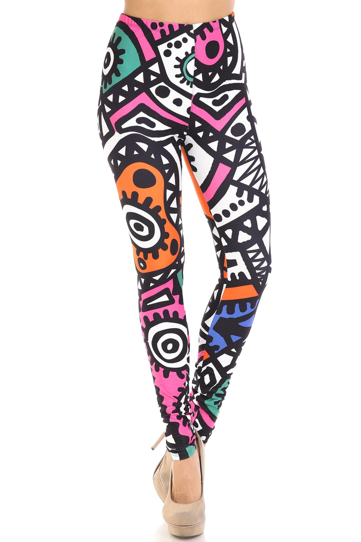 Creamy Soft Color Tribe Plus Size Leggings - By USA Fashion