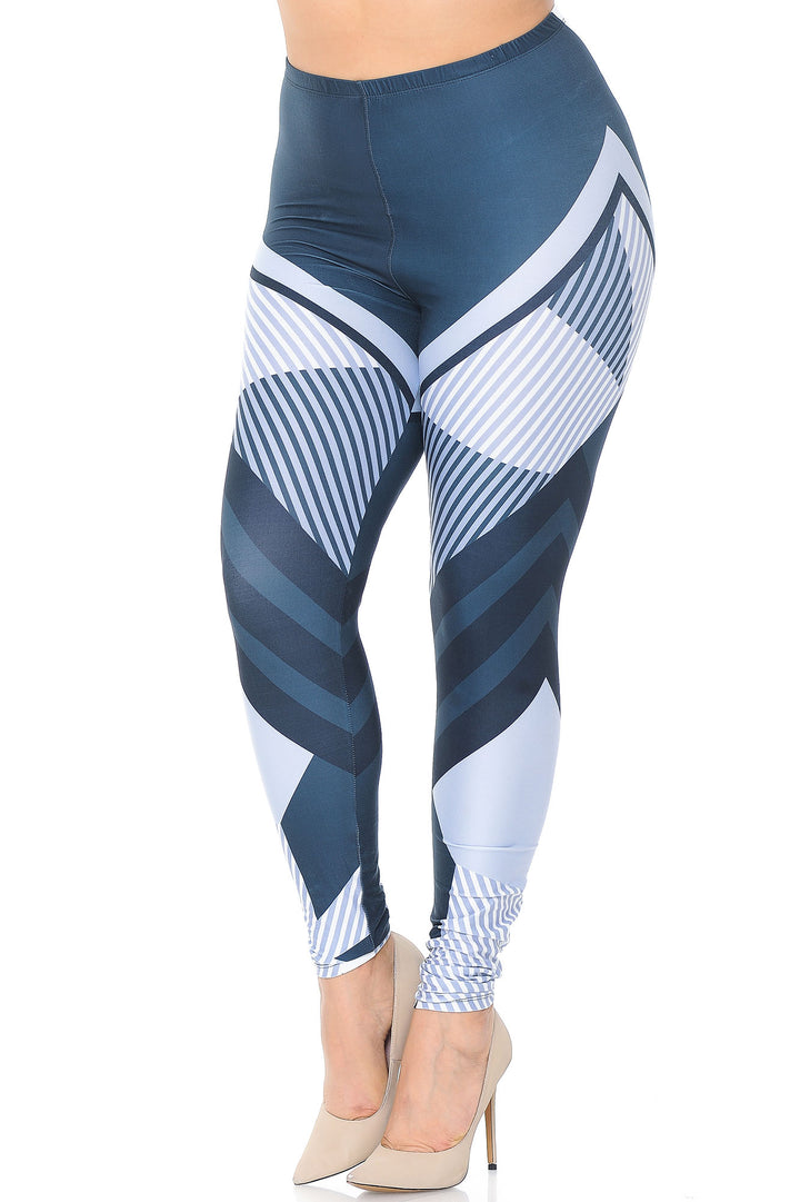 Creamy Soft Contour Angles Plus Size Leggings - USA Fashion
