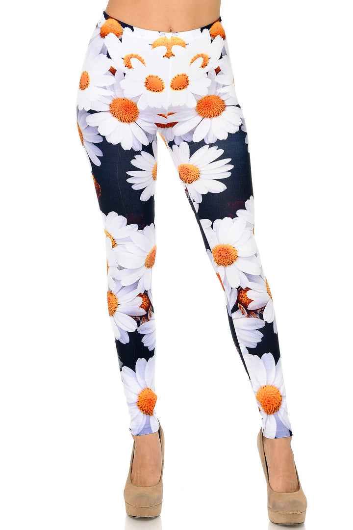 Creamy Soft Daisy Bunch Plus Size Leggings - USA Fashion