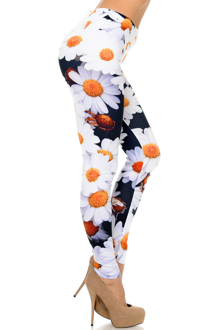 Creamy Soft Daisy Bunch Plus Size Leggings - USA Fashion