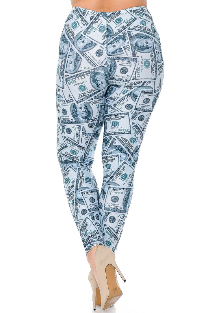 Creamy Soft Raining Money Plus Size Leggings - USA Fashion