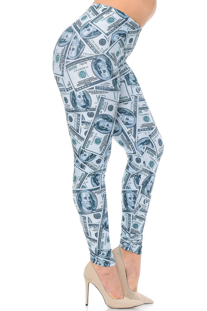 Creamy Soft Raining Money Plus Size Leggings - USA Fashion