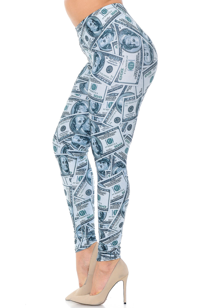 Creamy Soft Raining Money Plus Size Leggings - USA Fashion