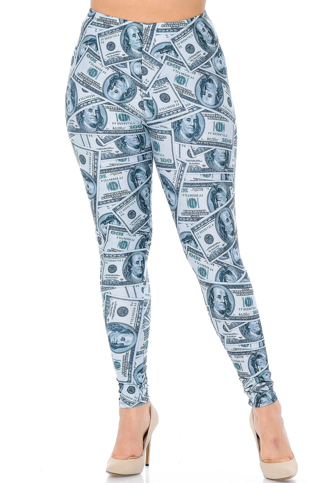 Creamy Soft Raining Money Plus Size Leggings - USA Fashion