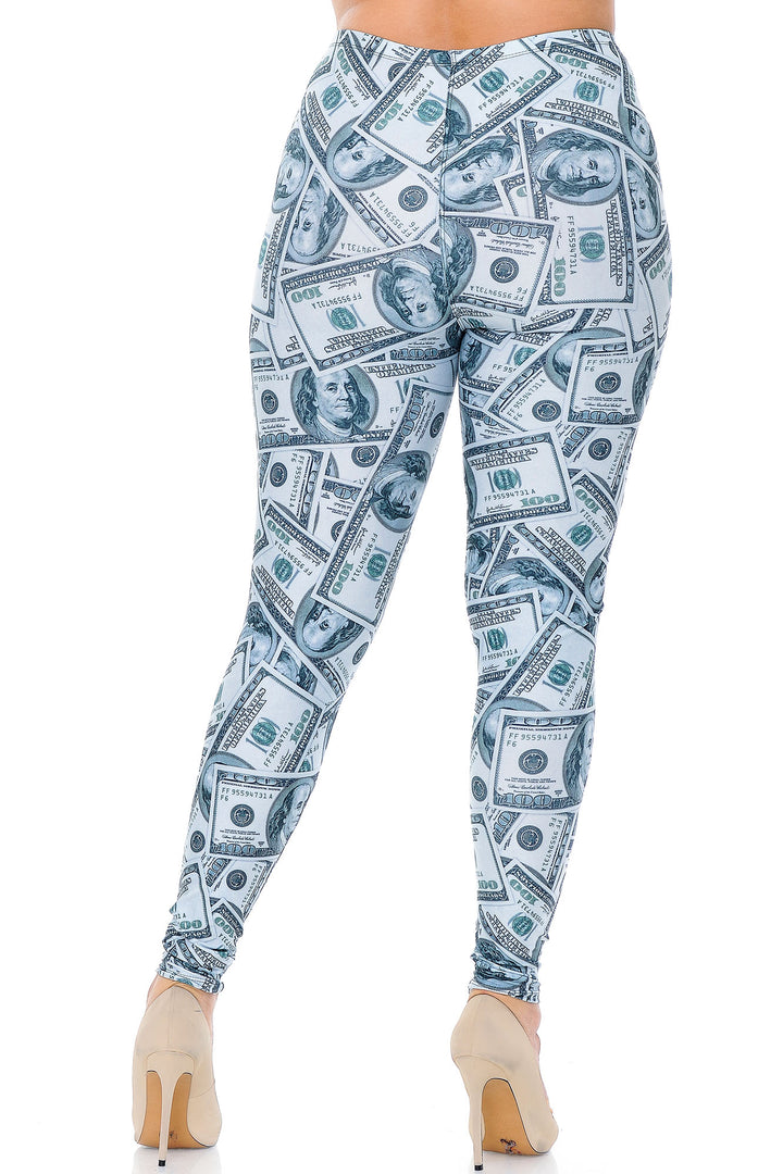 Creamy Soft Raining Money Plus Size Leggings - USA Fashion