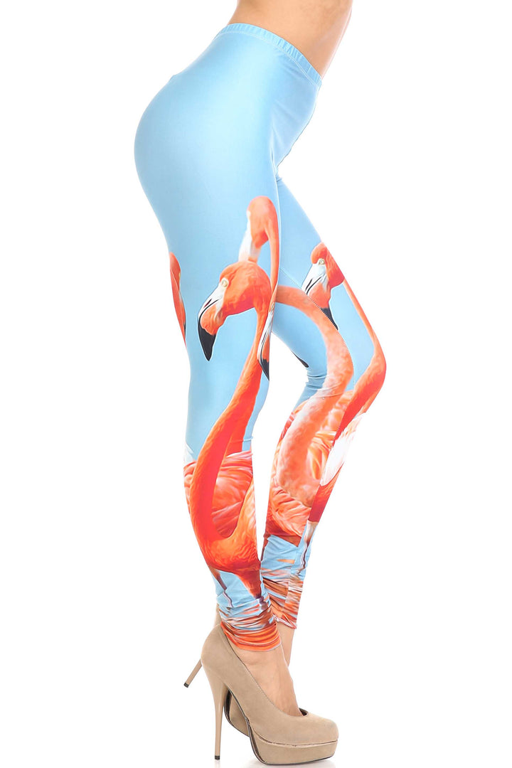 Creamy Soft Flamingo Plus Size Leggings - USA Fashion