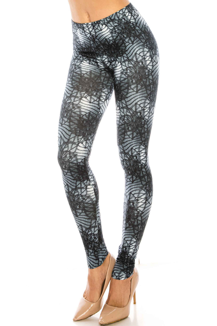 Creamy Soft 3D Floral Helix Plus Size Leggings - USA Fashion