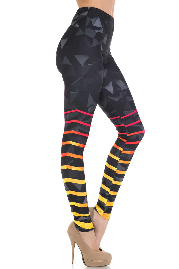 Creamy Soft 3D Harmonic Angles Plus Size Leggings - USA Fashion