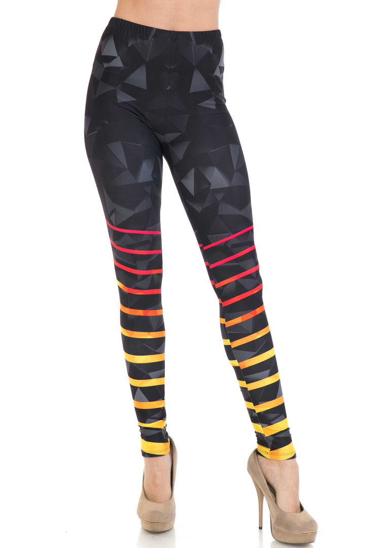 Creamy Soft 3D Harmonic Angles Plus Size Leggings - USA Fashion