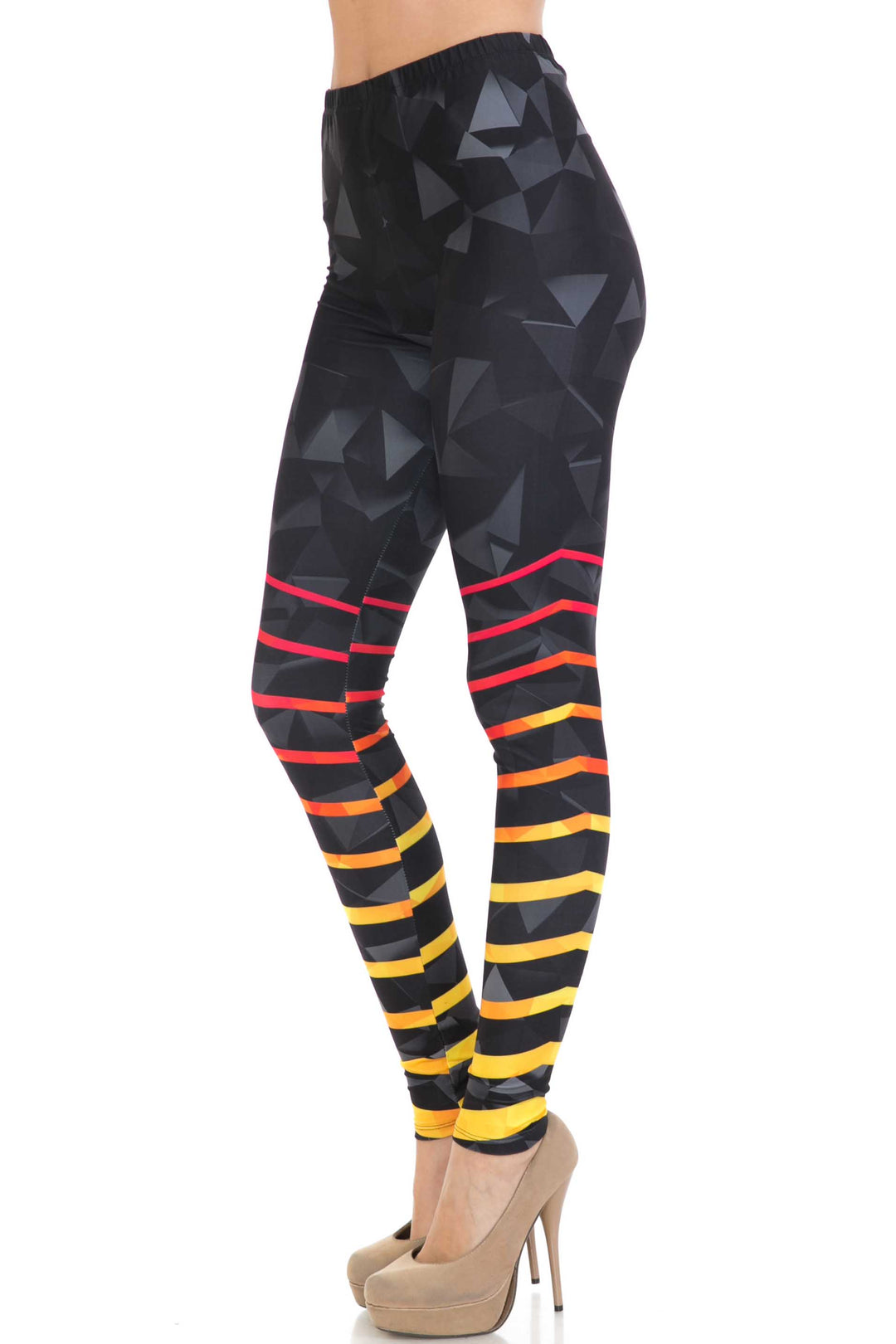 Creamy Soft 3D Harmonic Angles Plus Size Leggings - USA Fashion