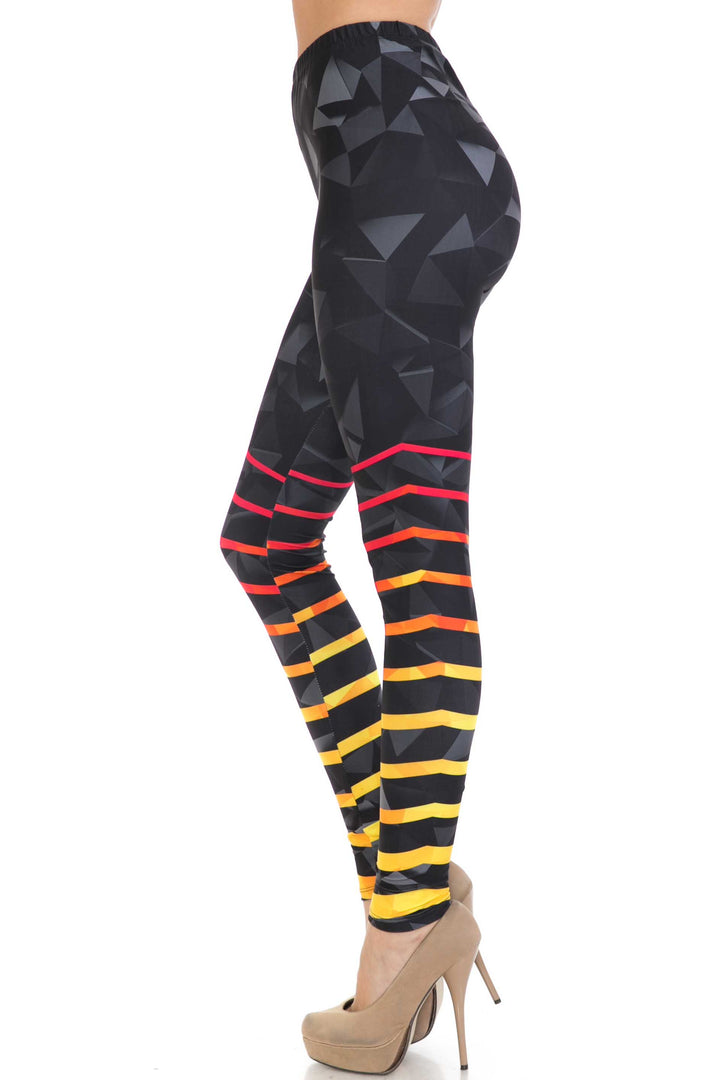 Creamy Soft 3D Harmonic Angles Plus Size Leggings - USA Fashion