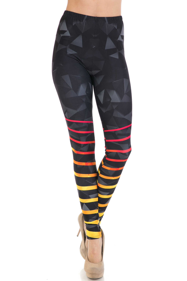 Creamy Soft 3D Harmonic Angles Plus Size Leggings - USA Fashion
