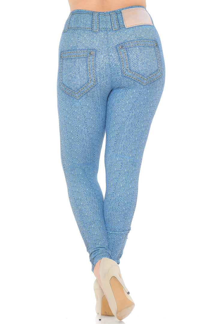 Creamy Soft Beautiful Blue Jean Plus Size Leggings - USA Fashion