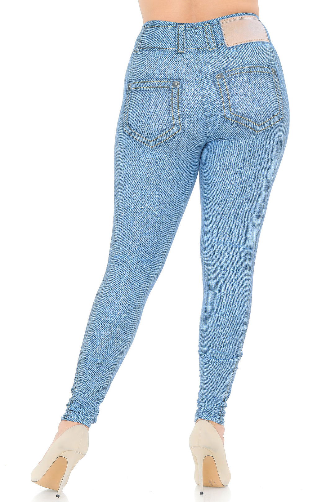 Creamy Soft Beautiful Blue Jean Plus Size Leggings - USA Fashion