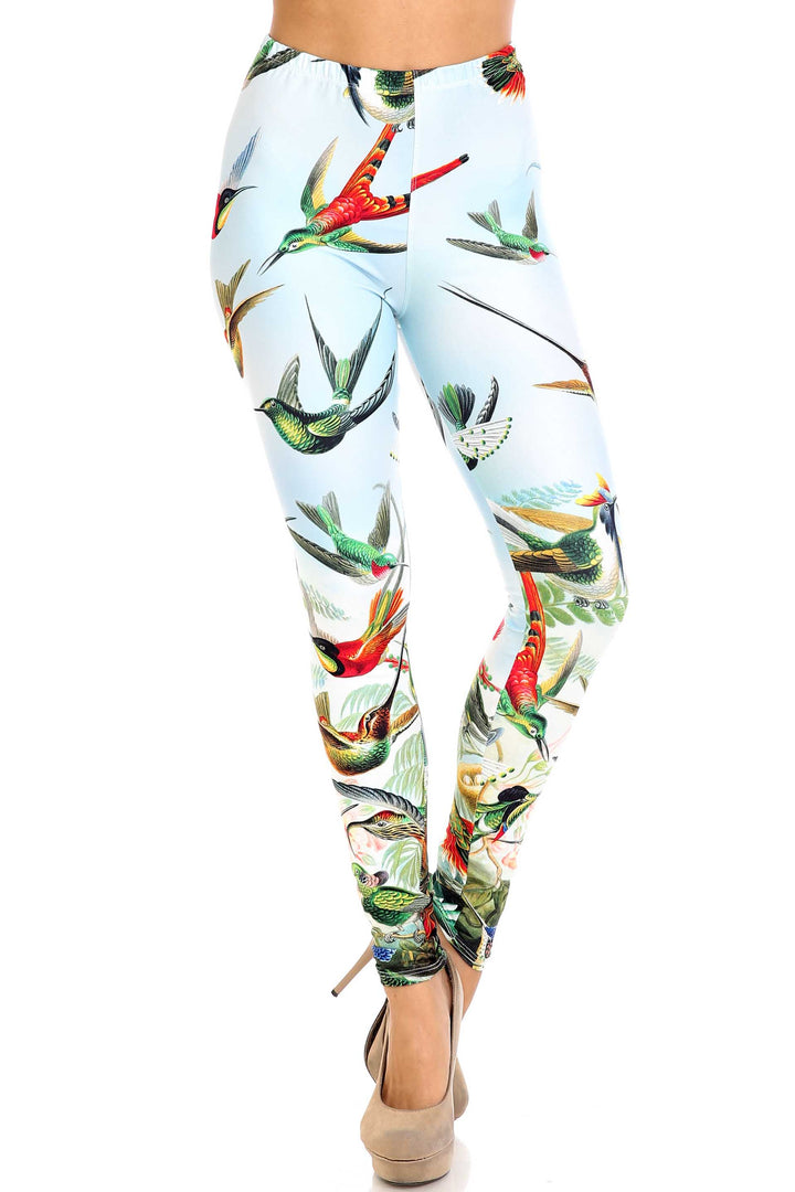 Creamy Soft Happy Hummingbirds Plus Size Leggings - USA Fashion