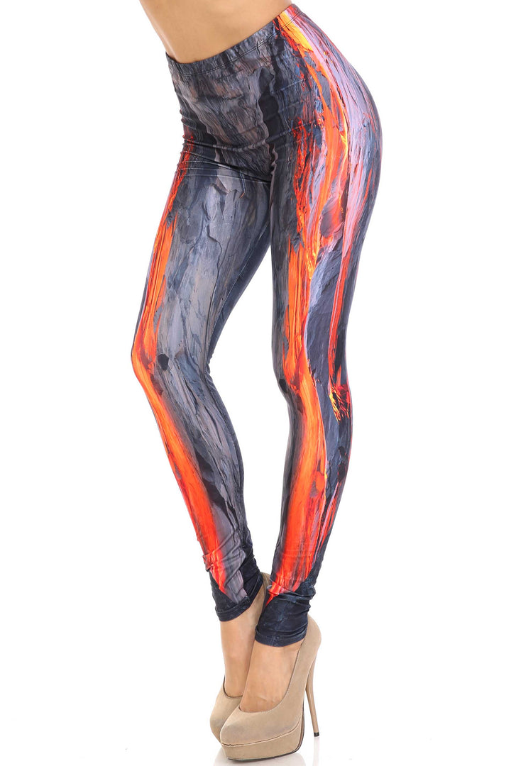 Creamy Soft Hot Lava Plus Size Leggings - By USA Fashion