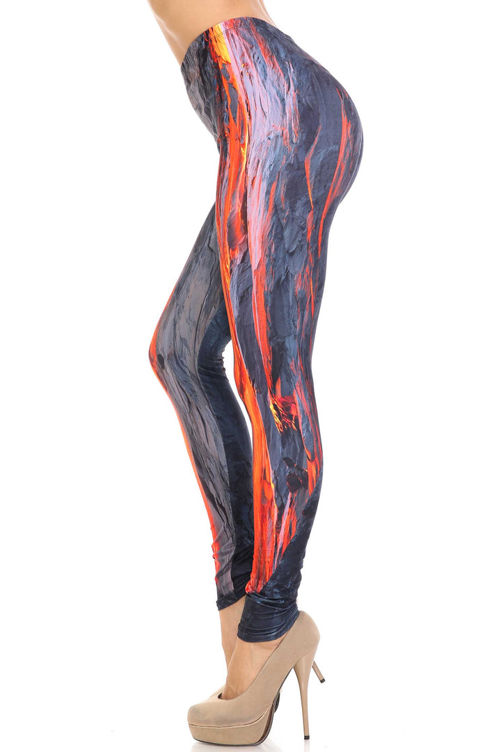 Creamy Soft Hot Lava Plus Size Leggings - By USA Fashion
