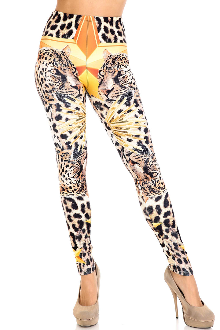 Creamy Soft Leopard Star Plus Size Leggings - USA Fashion