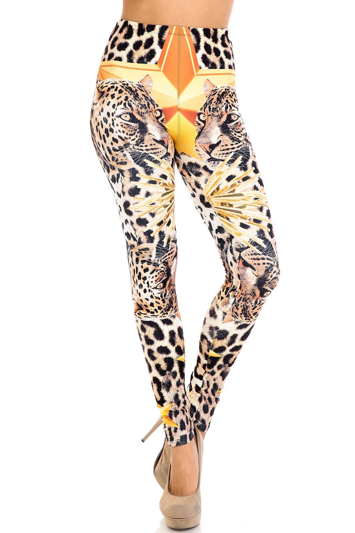 Creamy Soft Leopard Star Plus Size Leggings - USA Fashion