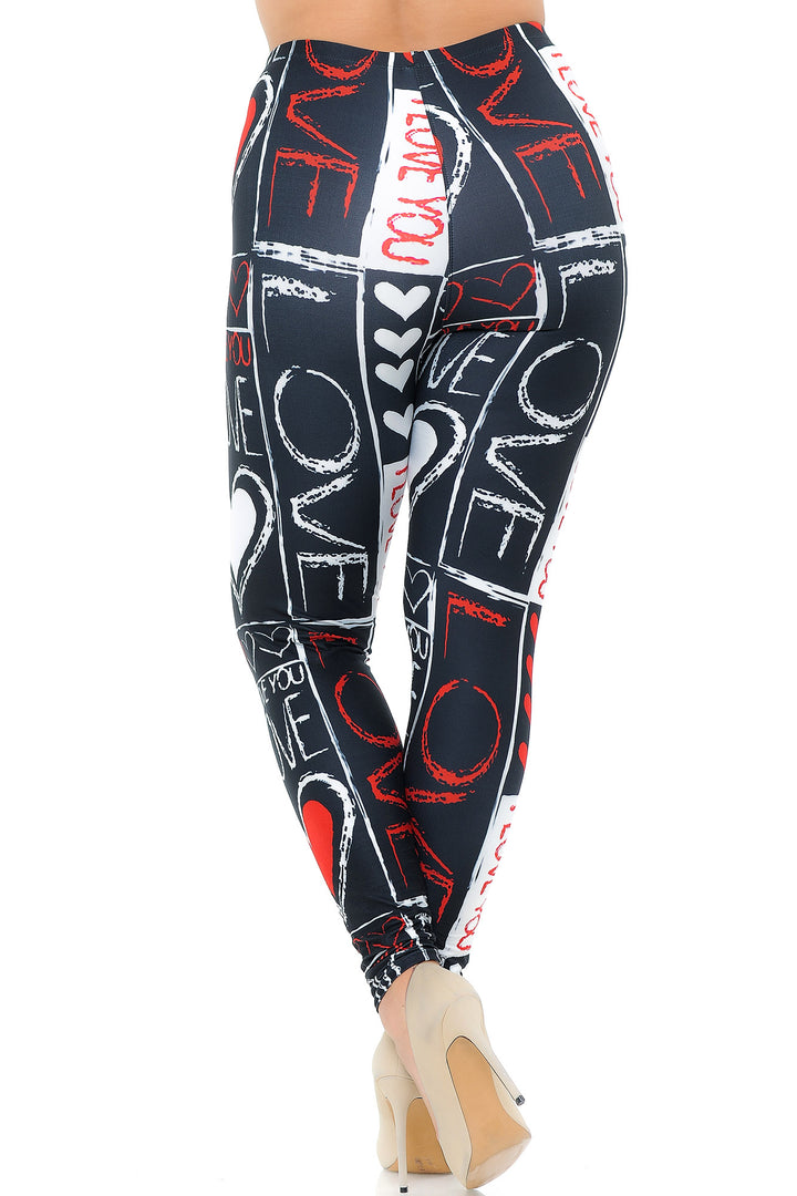 Creamy Soft Heart and Love Plus Size Leggings - USA Fashion