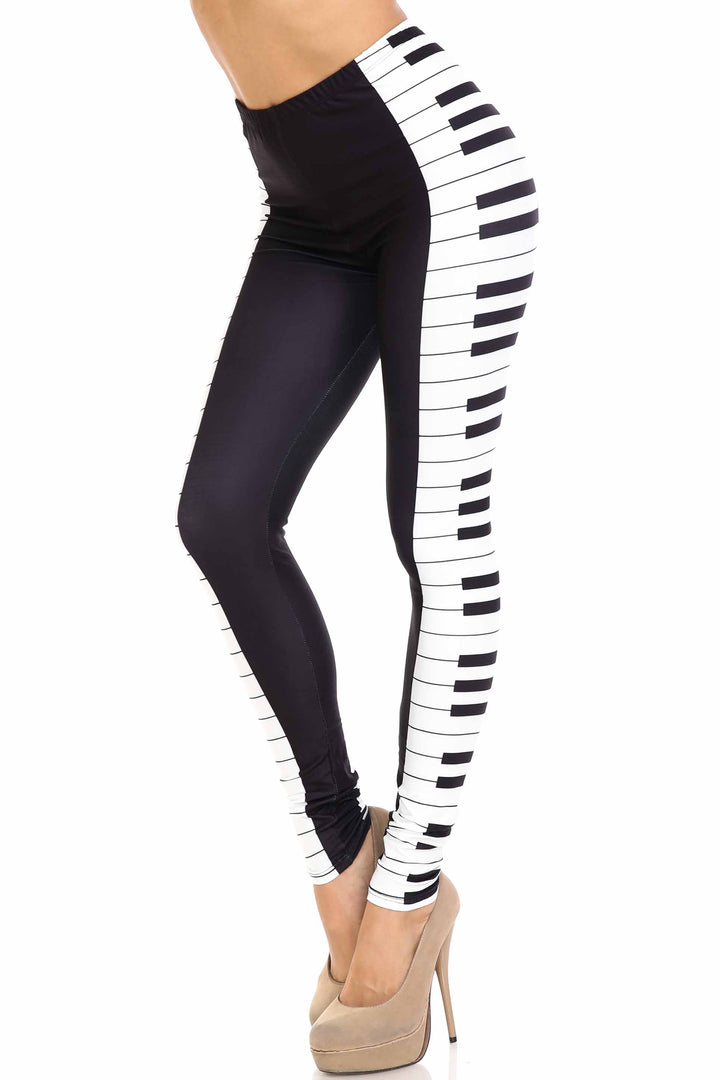 Creamy Soft Keys of the Piano Plus Size Leggings - USA Fashion