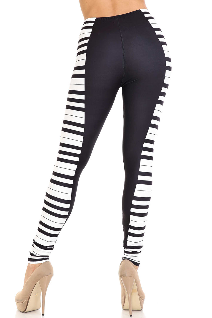 Creamy Soft Keys of the Piano Plus Size Leggings - USA Fashion