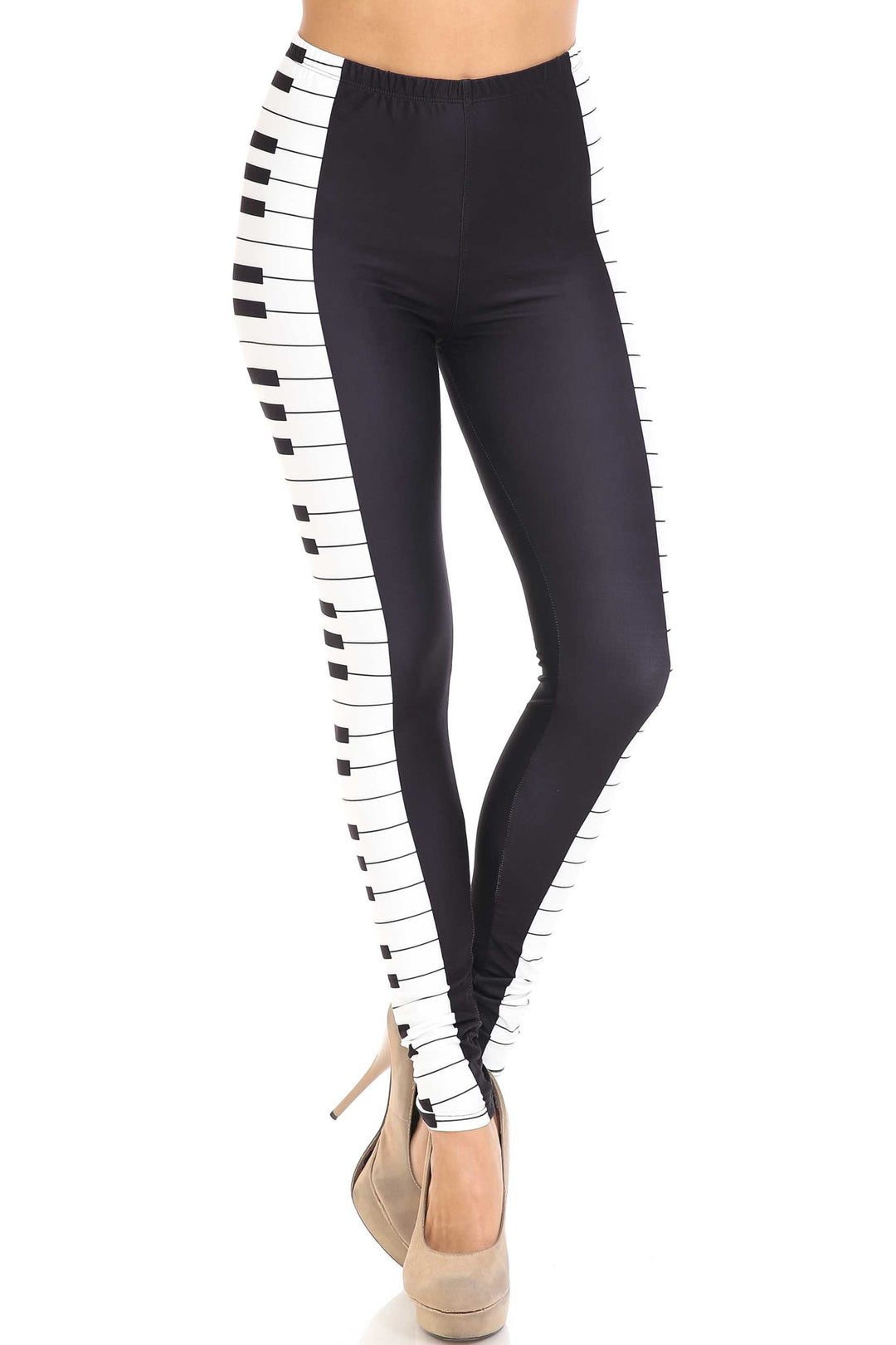 Creamy Soft Keys of the Piano Plus Size Leggings - USA Fashion