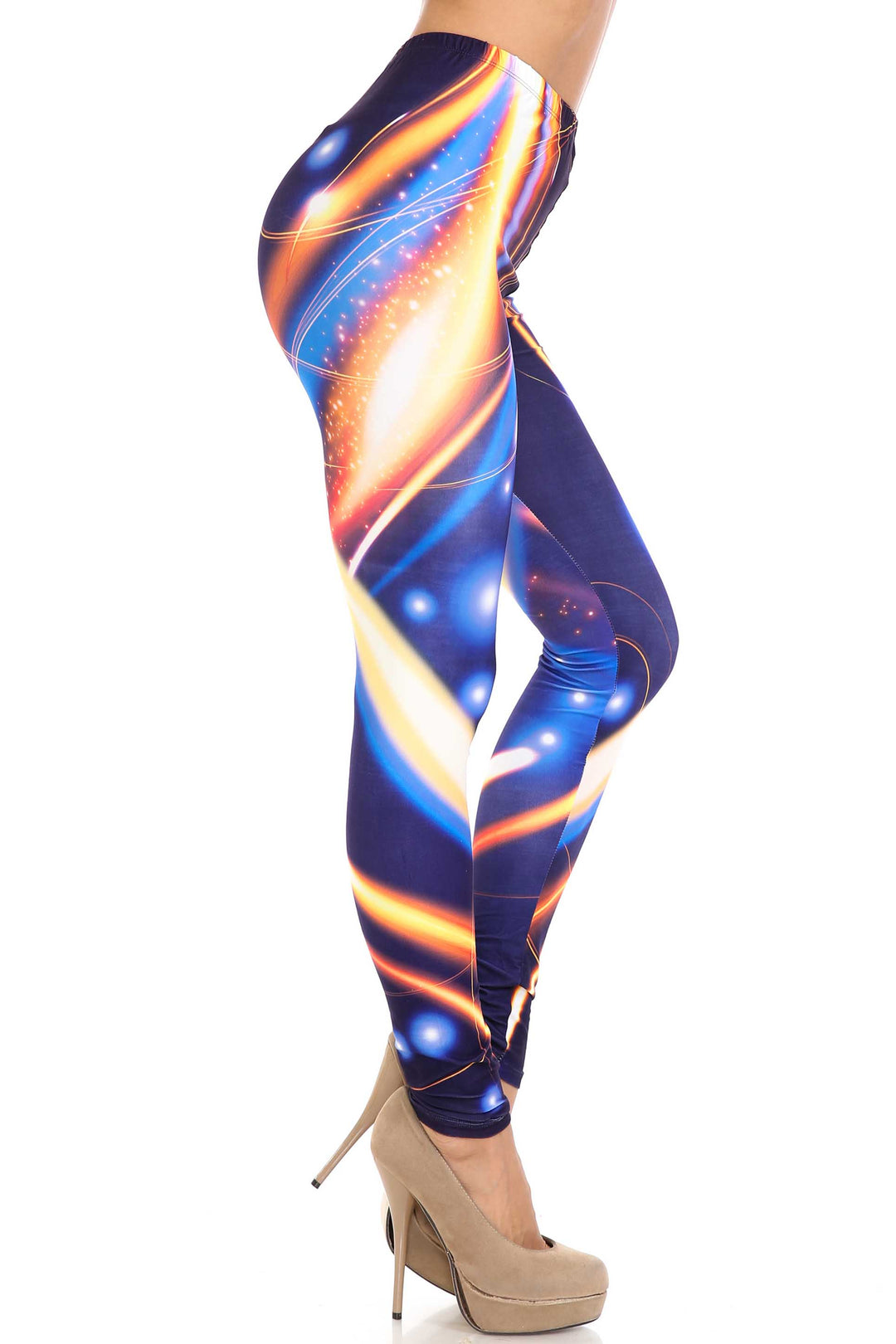 Creamy Soft Psychedelic Contour Plus Size Leggings - By USA Fashion (One Size Plus,Multi Color Bold)