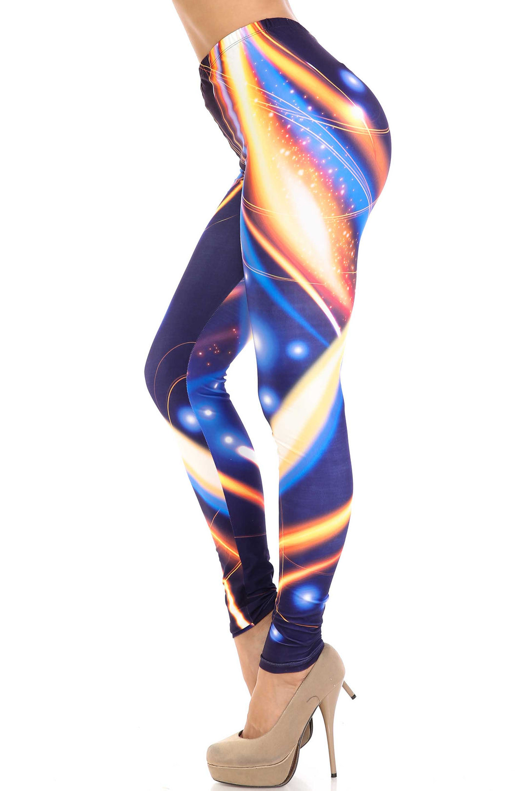Creamy Soft Psychedelic Contour Plus Size Leggings - By USA Fashion (One Size Plus,Multi Color Bold)