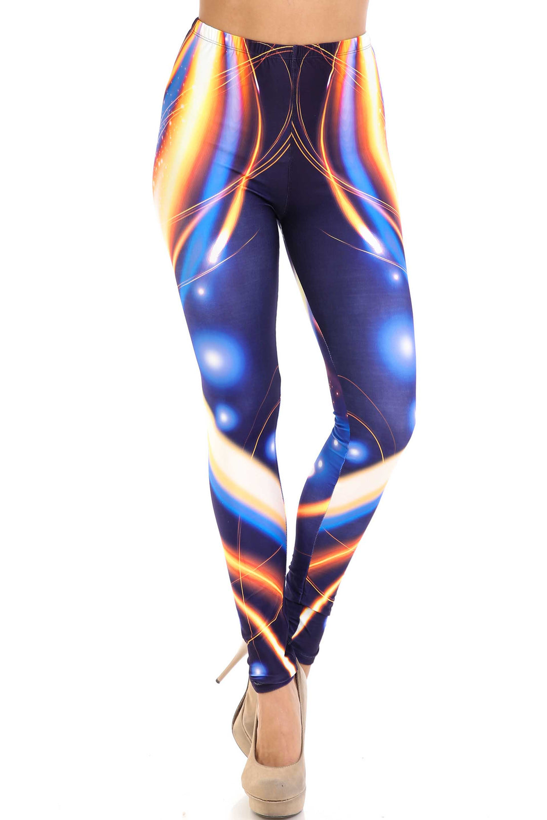 Creamy Soft Psychedelic Contour Plus Size Leggings - By USA Fashion (One Size Plus,Multi Color Bold)