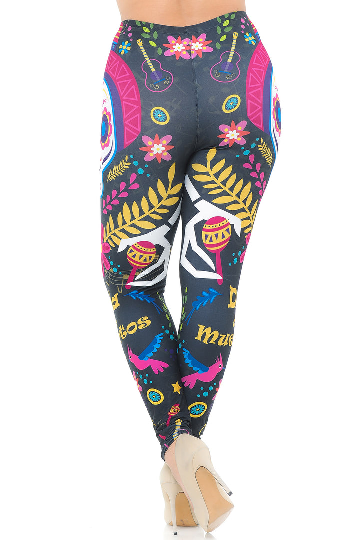 Creamy Soft Day of the Dead Plus Size Leggings - USA Fashion