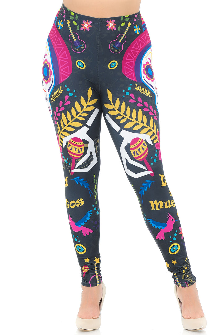 Creamy Soft Day of the Dead Plus Size Leggings - USA Fashion