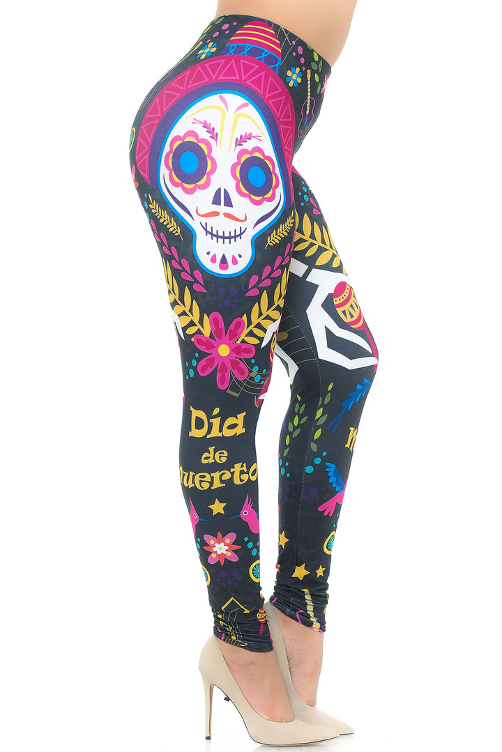 Creamy Soft Day of the Dead Plus Size Leggings - USA Fashion