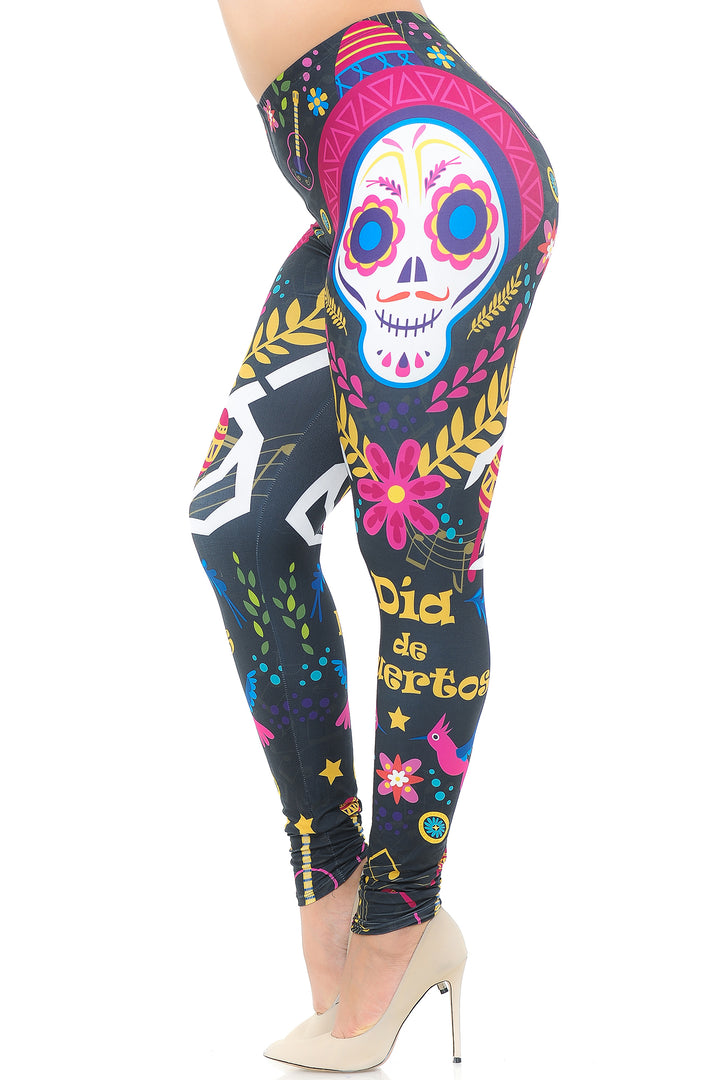 Creamy Soft Day of the Dead Plus Size Leggings - USA Fashion