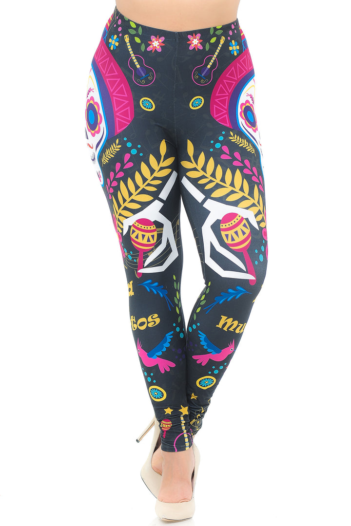 Creamy Soft Day of the Dead Plus Size Leggings - USA Fashion