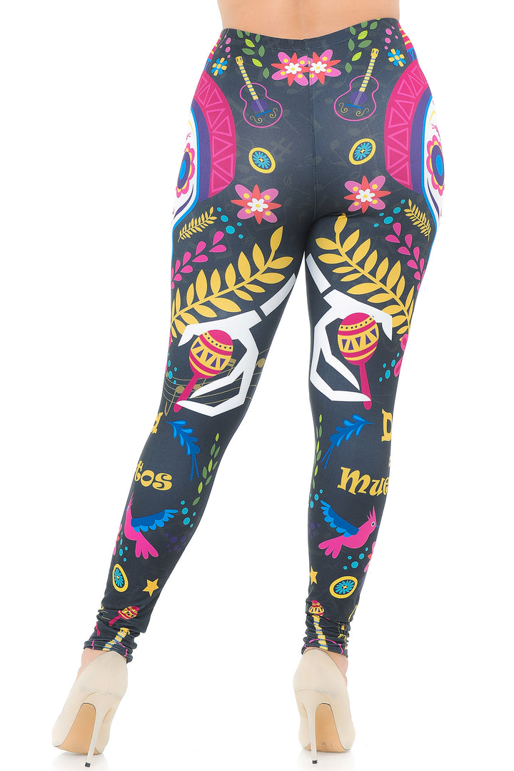 Creamy Soft Day of the Dead Plus Size Leggings - USA Fashion